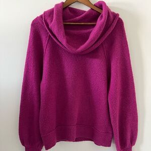 Free People Echo Beach Cowl Neck Wool Blend Sweater In Magenta Size S